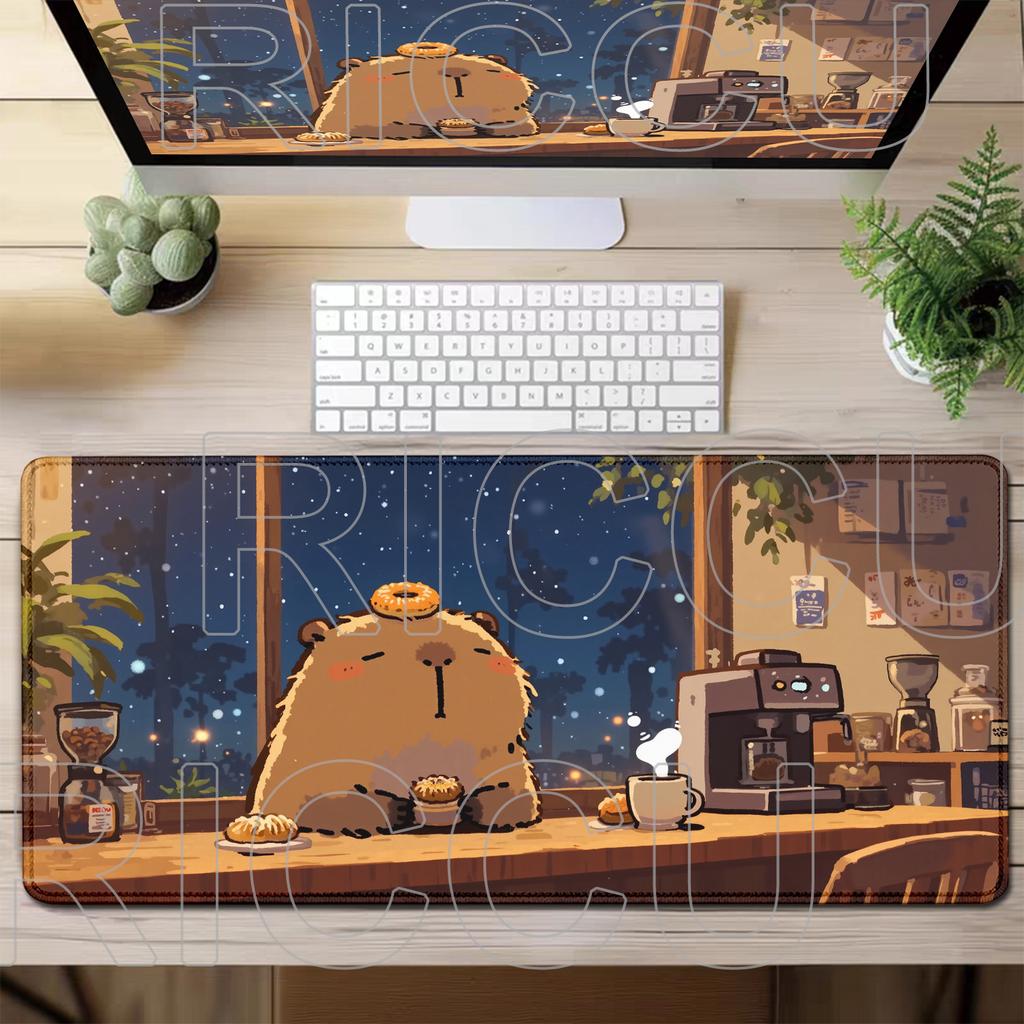 Capybara Mauspads Tastaturmatte Tisch 80x40cm Schülerschrank Gamer Schreibtisch Mauspads Teppichmatten Knitterfrei Rutschfest Schreibtischmatte