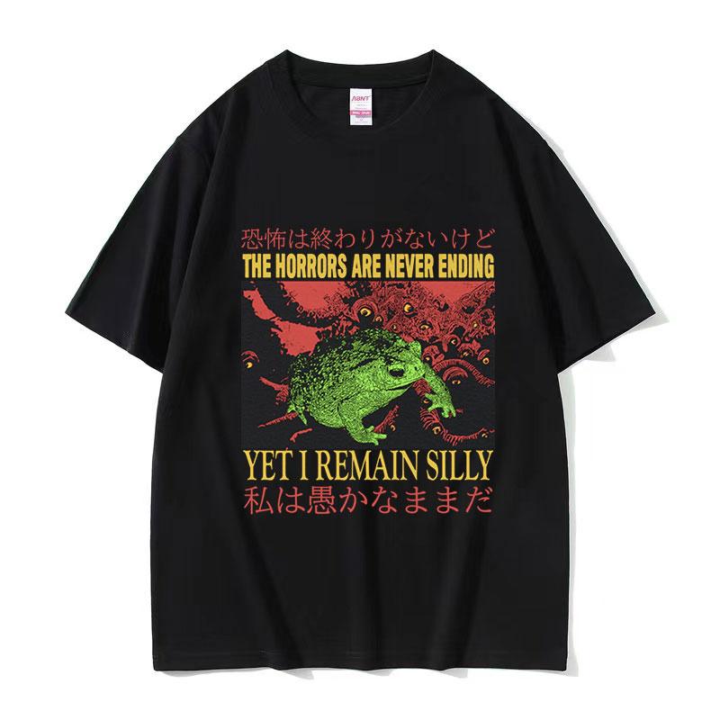 

Japanese The Horrors Frog Vintage Graphic T Shirts Men Women Fashion Gothic Clothing Tshirt Casual 100 Cotton Oversized Tshirt 3XL