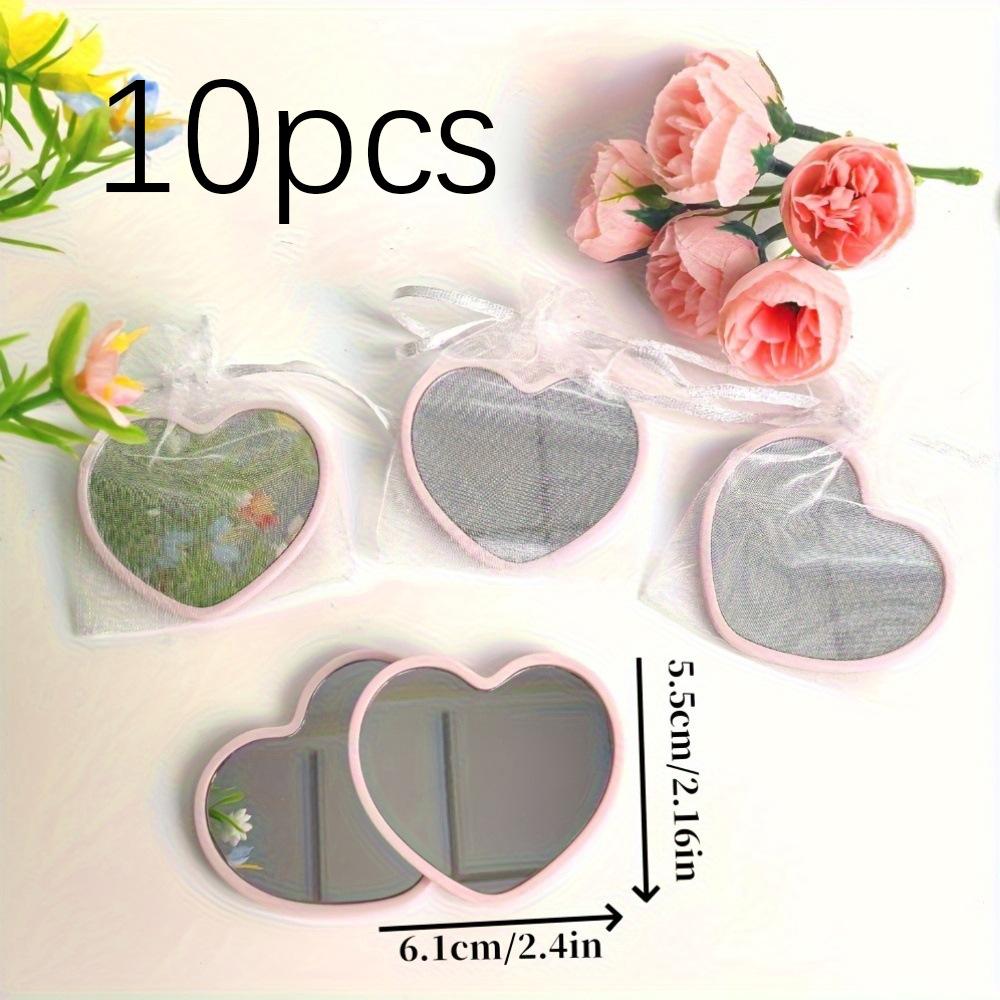 

10pcs/set Pink Heart-shaped Mini Portable Makeup Mirror, Cute Small Makeup Mirror, Suitable for Birthdays Party Return A Gift