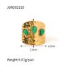 Retro Stainless Steel Gemstone Ring with Gold Band Jewelry From The Vintage Era