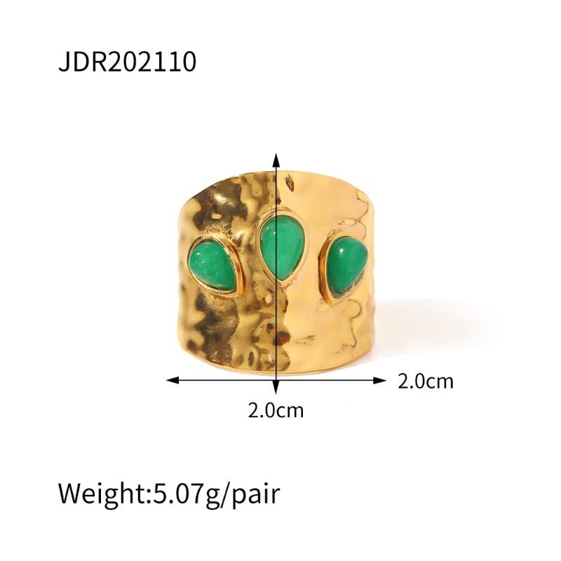 Retro Stainless Steel Gemstone Ring with Gold Band Jewelry From The Vintage Era