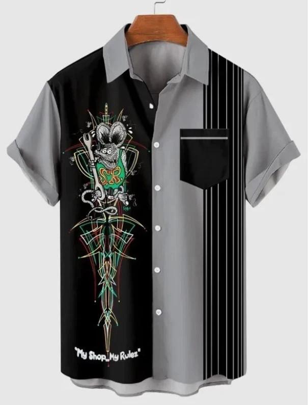 Rat Fink My Shop My Rules Nostalgic Character Retro Car Hawaiian Shirt