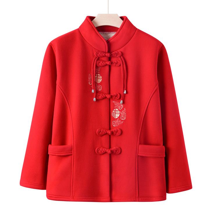 New Tang Suit and Cashmere Cardigan, Thick Coat for Middle-aged and Elderly Mothers In Autumn, and Festive Clothes for The Elderly.