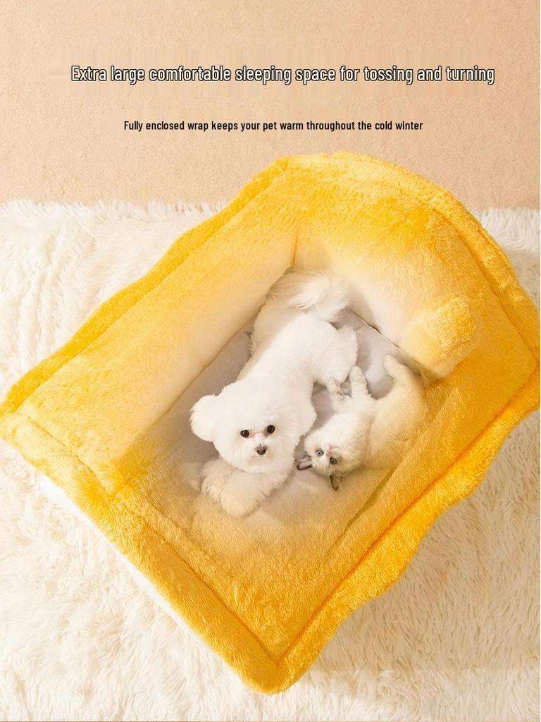 Removable & Washable Pet Villa: Cozy Enclosed Bed for Cats & Dogs, Warm All-Season Comfort