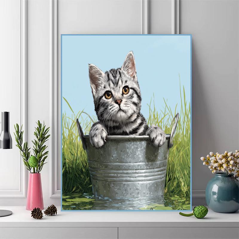 Cute American Shorthair cat Pattern 3pcs 100% Round Full Drill 5D DIY Diamond Painting Embroidery Cross Stitch Rhinestone Décor