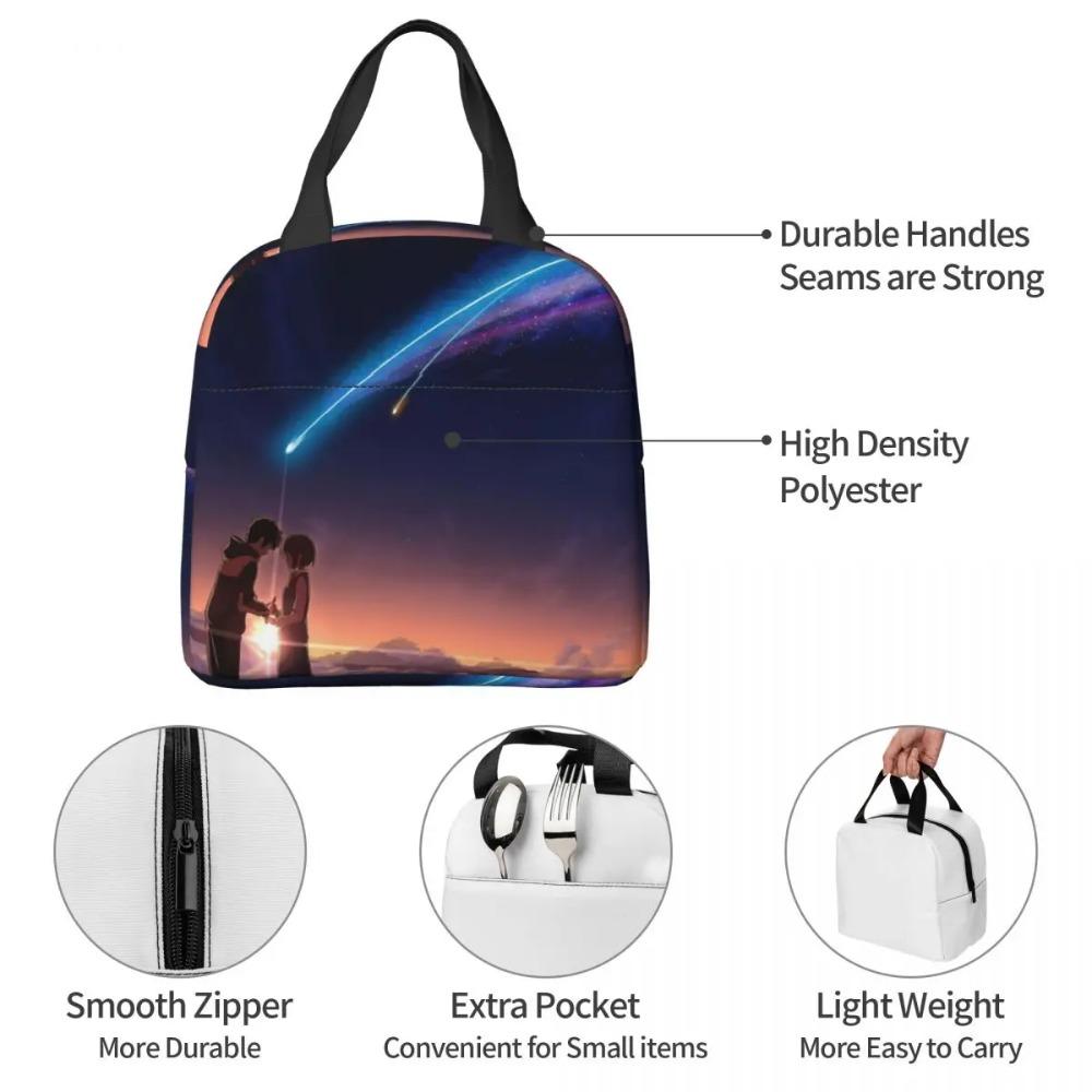 Kimi No Na Wa Your Name Insulated Lunch Bag for Women Office Cooler Thermal Food Box Tote Leakproof Lunch Boxes Container