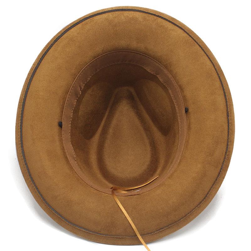 Sombrero de Vaquero Unisex de Ante Sintético Ala Ancha Sombrero de Sol Occidental con Banda de Cuero con Cuentas