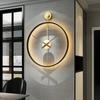 Spain Large Wall Clock Modern Silent Watches LED Light Creative Houde Led Gold Clocks Home Decor Living Room Decoration LQU2C7V3