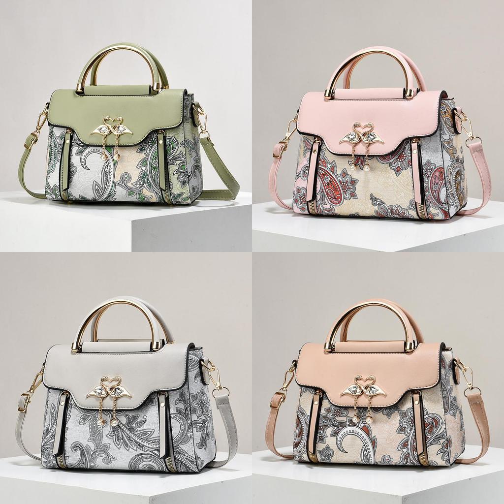 Fashion Pu Handbag For Women With Printed Design Small Shoulder Bag For Casual Outings