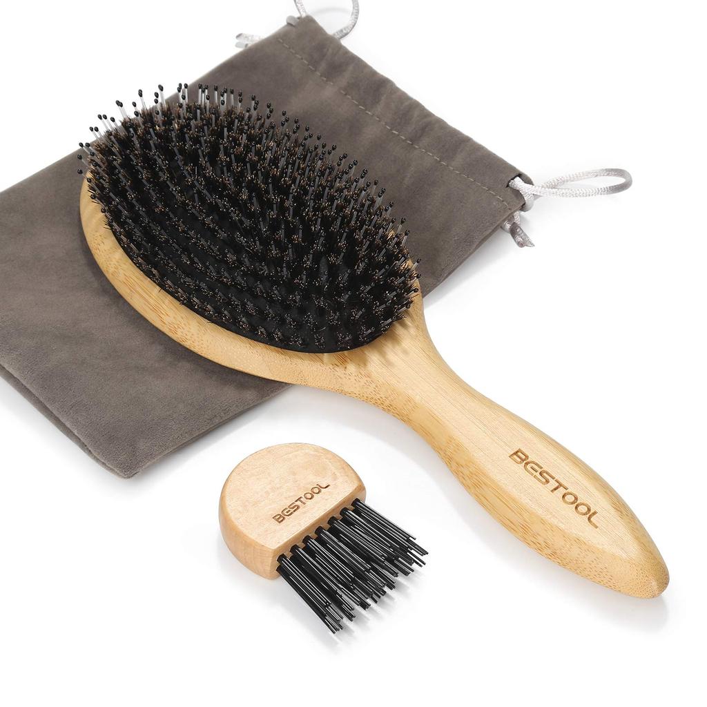 BESTOOL Hair Pig Bristle Wooden Paddle Brush for and Premium Hair Care Comb with Scalp Massage for Shiny and Improves Hair Quality Brush, Comb, Men,