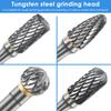 8Pcs Tungsten Carbide Burr Set 1/4" 6mm Shank Carving Bit Double Cutter Rotary File Super Hard for Metal Wood Stone Plastic Cut