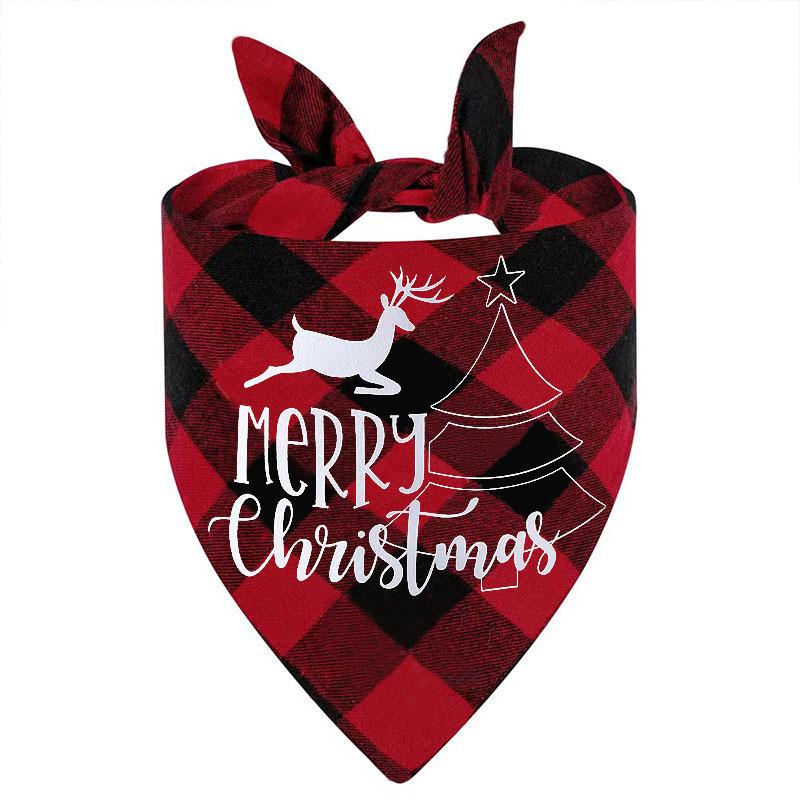 New polyester plaid pet triangle scarf dog print saliva scarf cat bib scarf