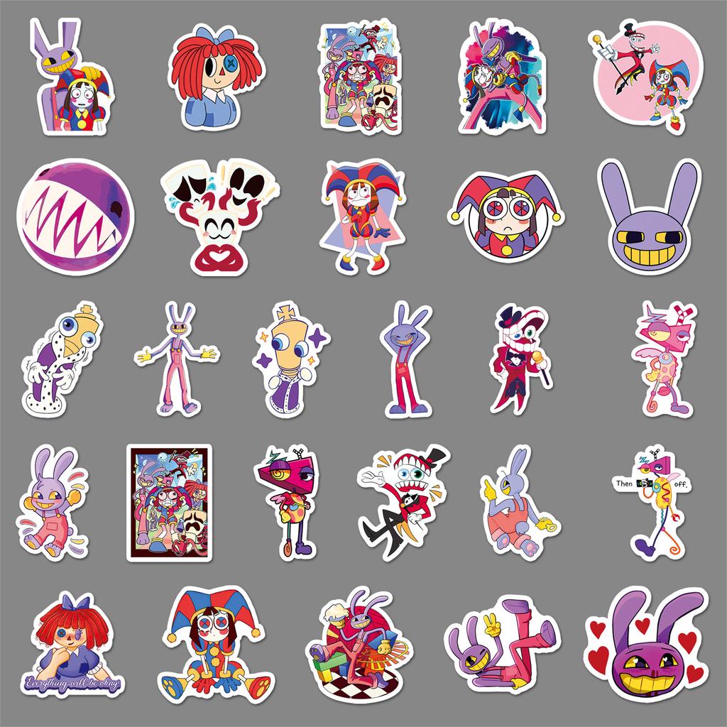 54 Magical Digital Circus Graffiti Stickers Personalized Cartoon Animation Decorative Mobile Phone Case Glue Stickers
