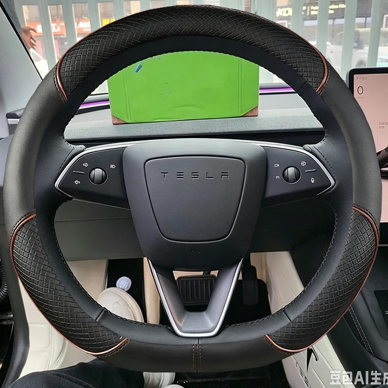 Braid Suede Style Steering Wheel Cover for Tesla Y Model Juniper Model 3 2024 2025 Full Coverage Accessory