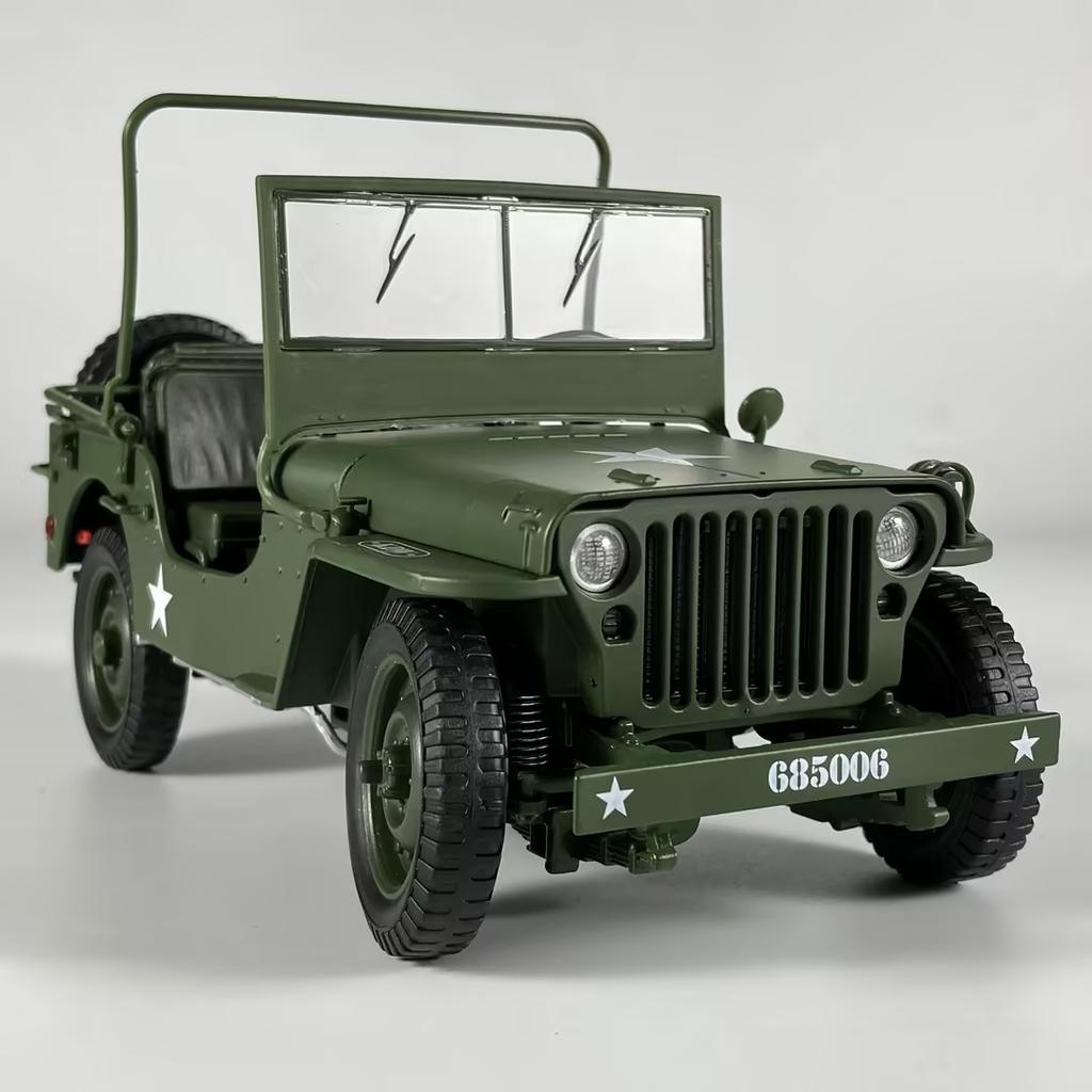 1:18 Willys GP Tactical Military Jeep SUV Alloy Metal Diecast Model Car High Simulation Home Trendy Ornaments Collections Hobby