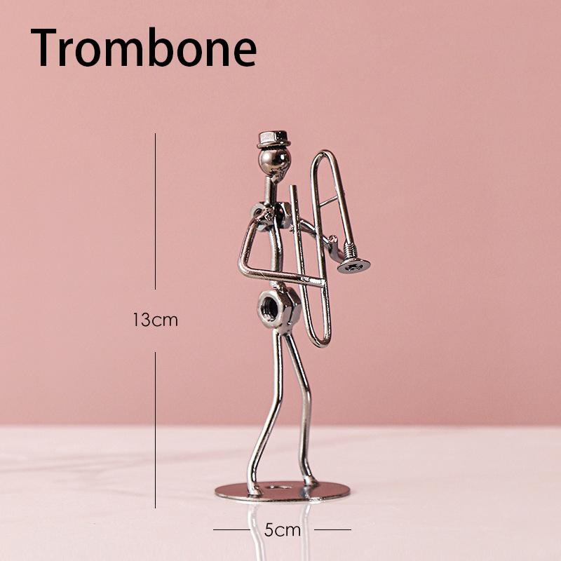 Retro Ironwork Band Ornament Metal Electroplating Mini Music Minimalist Guitar Violin Decoration Handicraft Classical Gift