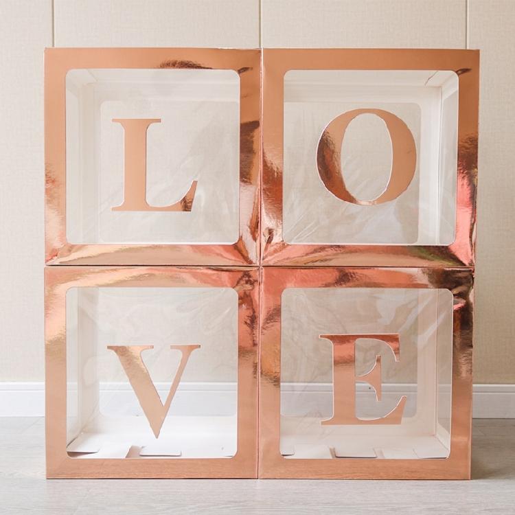 Set of 4 Baby Boxes with Letters Wedding Birthday Party Decoration Photo Props