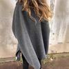 2025 New Women's Autumn Winter Loose Long Sleeve Lapel Faux Fur Collar Cloak Coat Outerwear