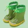 Kids Dinosaur Rain Boots Boys Girls - Non-Slip Waterproof PVC Mid-Calf Shoes With Optional Removable Lining