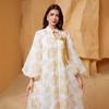 SW67 Ethnic Sequin Burnout Evening Dress with Puff Sleeves for Muslim Women - Jalabiy Style
