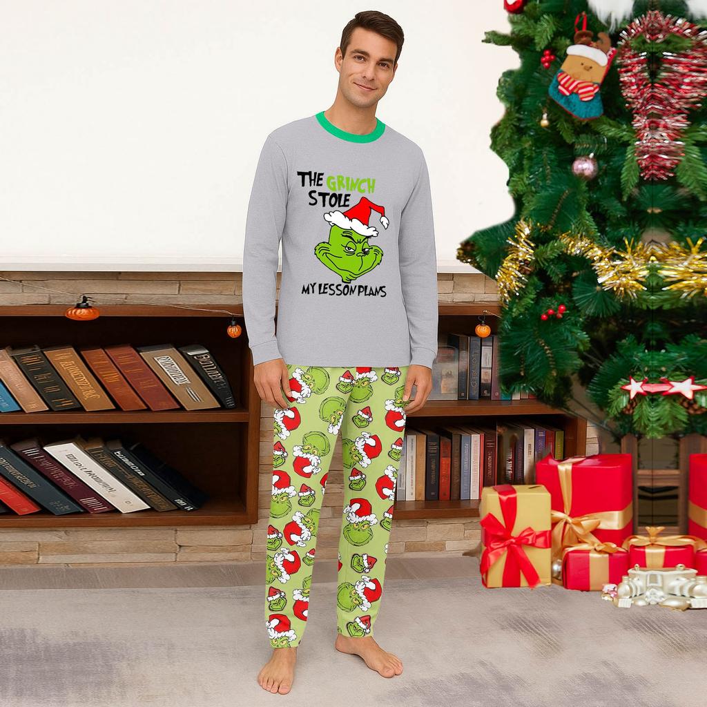 Print Cute Family Set Pajamas, Home Clothes, Family Set Long Sleeve Top Pants Set