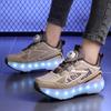 29-40 Pantofi de alergare cu patru roți pentru băieți Pantofi plați detașabili Pantofi sport luminoși USB reîncărcabili Patine cu rotile pentru fete Pantofi pentru băieți