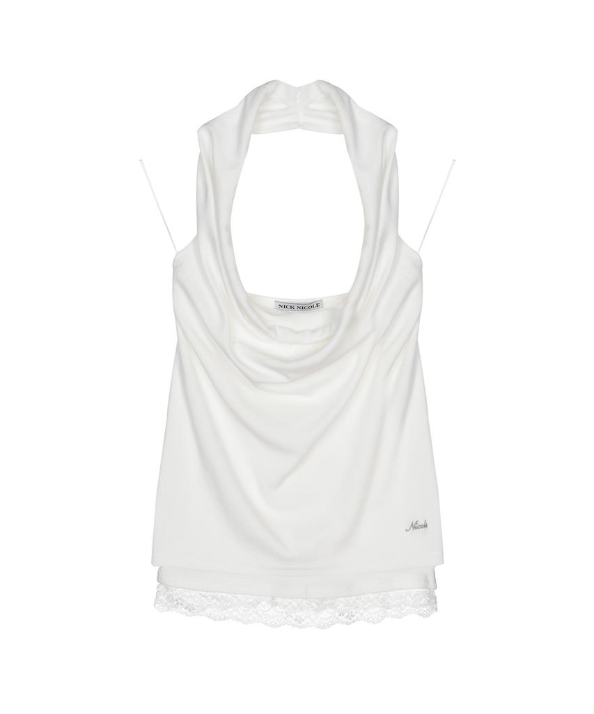 Nigaennikol Layerd Drape Halter Top_Ivory