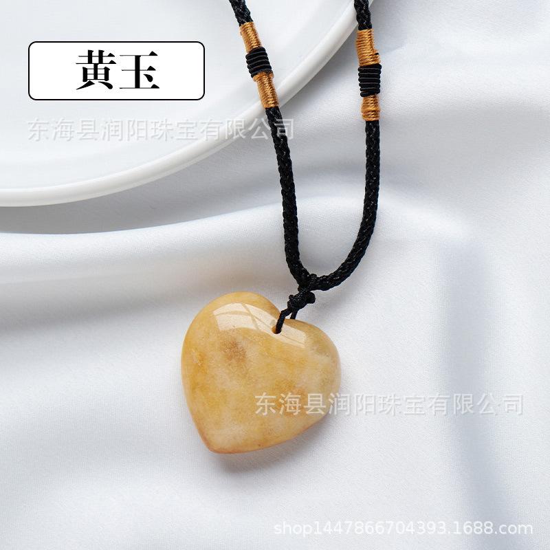 Natürlicher Kristall Liebesanhänger, Achat Halbedelstein 3cm Pfirsichherz Halskette herzförmiger Schmuckanhänger, Fabrikmode