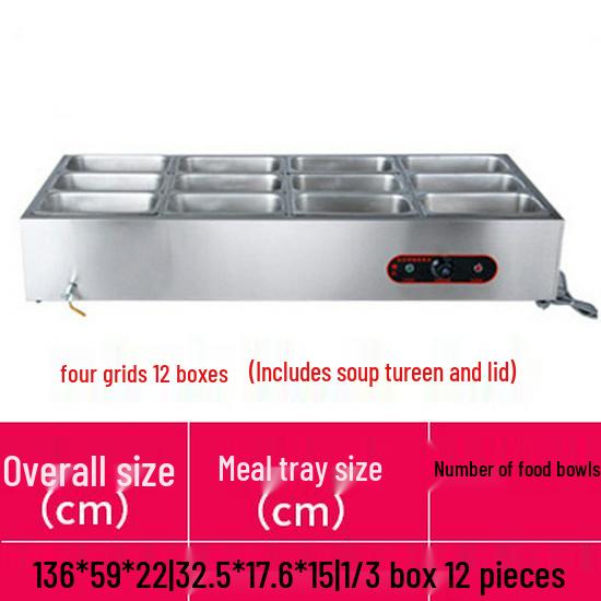 Stainless Steel Electric Food Warming Table - Multi-Functional Countertop Heater for Soups & Dishes.