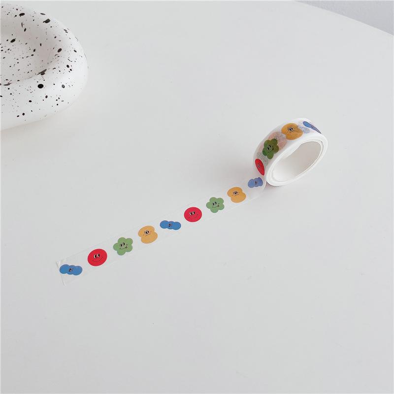 5m Washi Tape Korean Ins Style Cartoon Dog Face English Letters Decorative Paper Tape Removable for Journaling