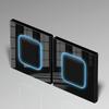 Interruptor de Luz Eléctrica de Pared Negro de Lujo para Reino Unido con Botón de Reinicio, Enchufe de 1/2 Módulo con Puerto de Carga USB C, Cristal Templado