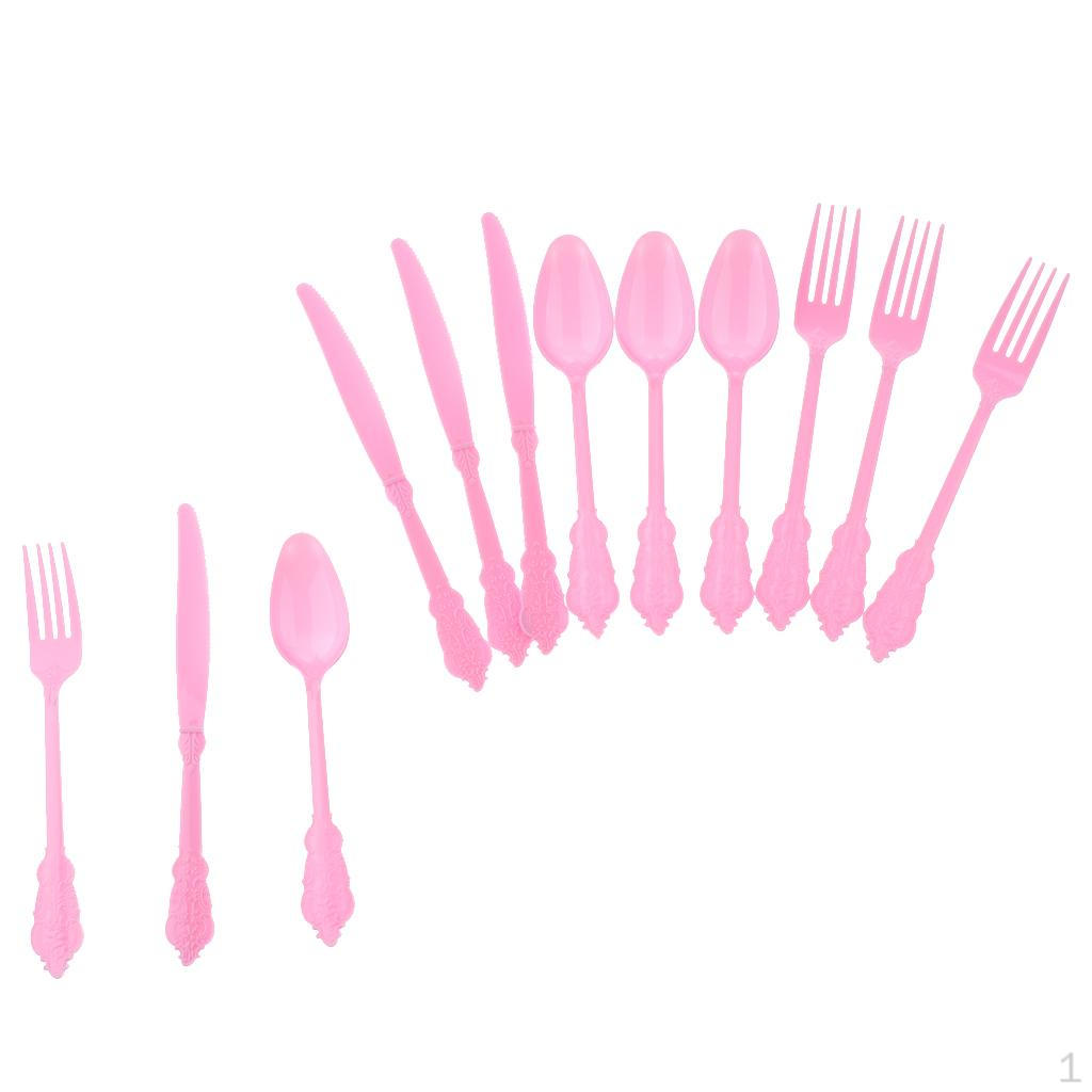 

12 Pieces Of Disposable Cutlery For Children, Birthday Party, Tableware, Decoration рожевий