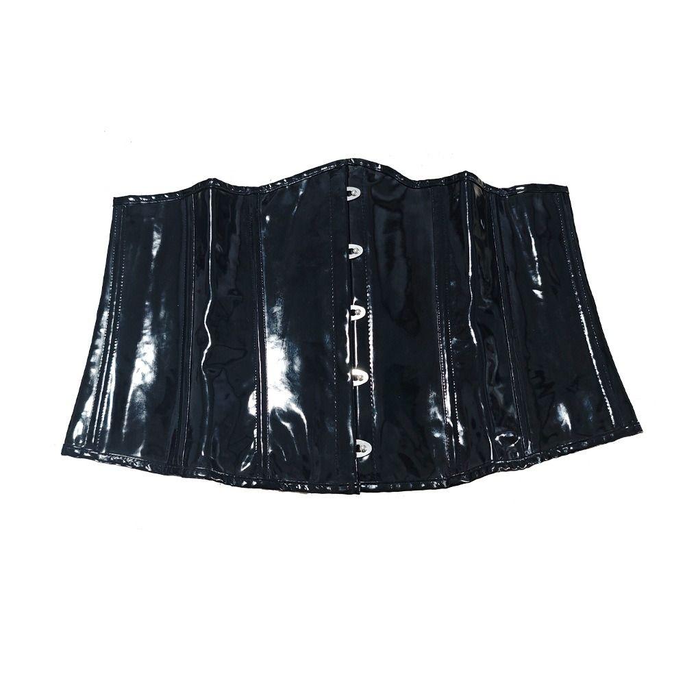 Gothic Shiny PVC Underbust Corset Top Leather Vintage Style Bustier Body Shaper Black Plus Size Steampunk Corsetto Waist Trainer