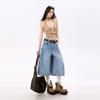 Fashion Summer Relax Fit Casual Wide Leg Cropped Capri Denim Pants For Women Trendy Versatile Loose Straight Slimming AllMatch Design