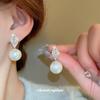 Silver Needle Elegant Korean Geometric Zircon Pearl Earrings - Exquisite Light Luxury Studs for Women