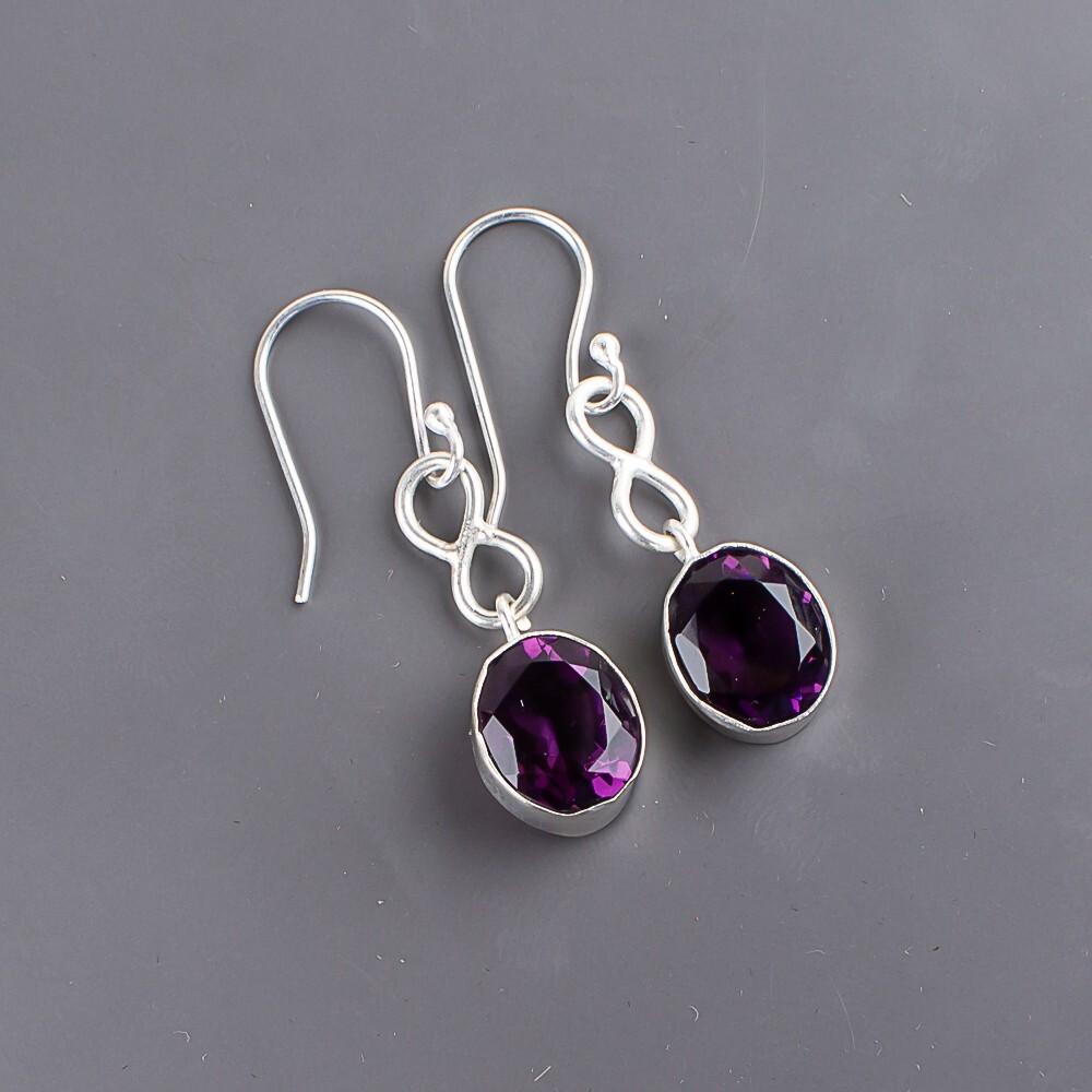 Amethyst Gemstone Jewelry Drop/ Dangle Earrings 1.60" 925 Sterling Silver Gift EE-12-8