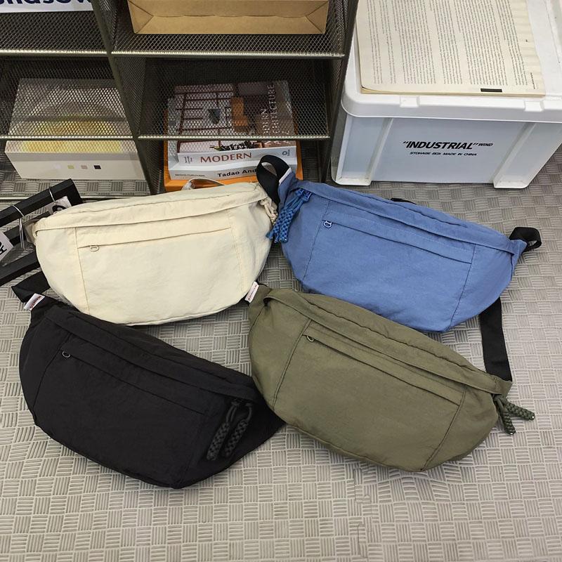 Commuter Shoulder Bag Solid Color Crossbody Bag Student Lightweight Sports Nylon Chest Bag