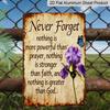 2D Flat "Never Forget Nothing Is More Powerful Than Prayer" Floral Religious Metal Sign - 8.0x12.0inch Aluminum Wall Art, Vintage Faith Decor for