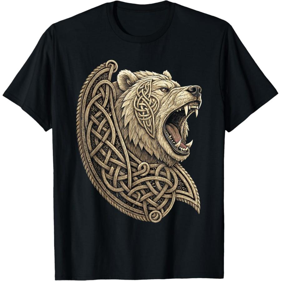 Ретро Берсерк Медведь Викингов – Норвежский Узел Символ Воина Футболка S