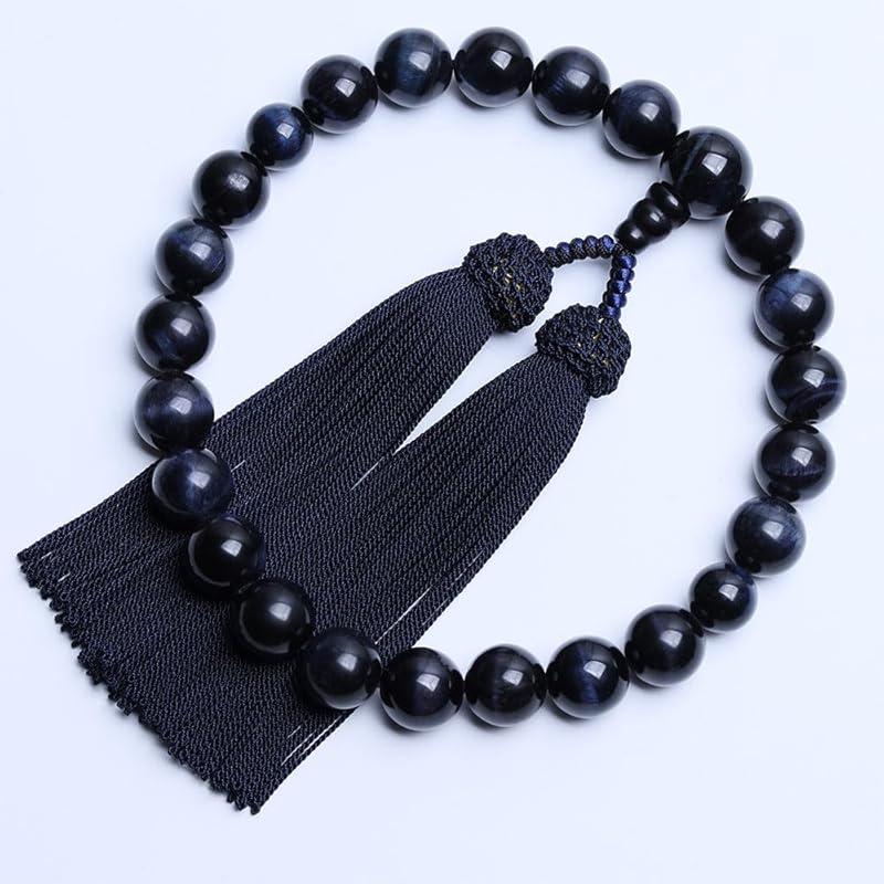 [LEOBEE] prayer beads for men rosary blue tiger eye stone 22 balls Comes with magnetic beads bag Juzu funeral funeral Visiting a grave memorial