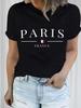 PARIS France Casual Crew Neck T-Shirt - Geometric Pattern Regular Length Summer Wear Soft and Comfortable