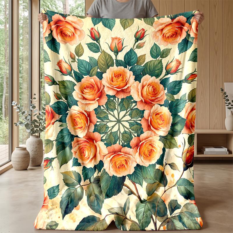Ocean Mandalas Design Theme Blanket Lightweight Warm Flannel Blanket Decorative Throw Blanket for Home Decoration