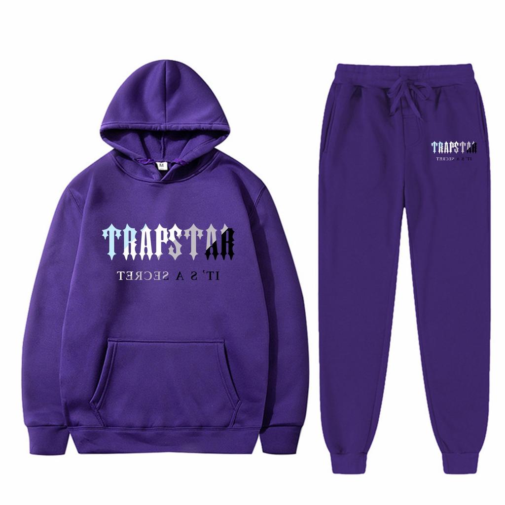Herren- und Damen-Plüsch-Langarmhose Lockerer Kapuzenpullover Bestickt Bedrucktes Kapuzenpullover-Set