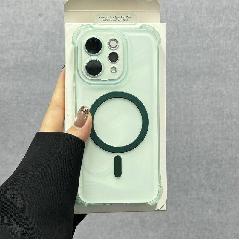 

Cases For Vivo S50 V70 Airbag Shockproof Magnetic Wireless Charging Case For Vivo S 50 V 70 Ice Mist Translucent Phone Cover Shelll VIVO V70 зелений