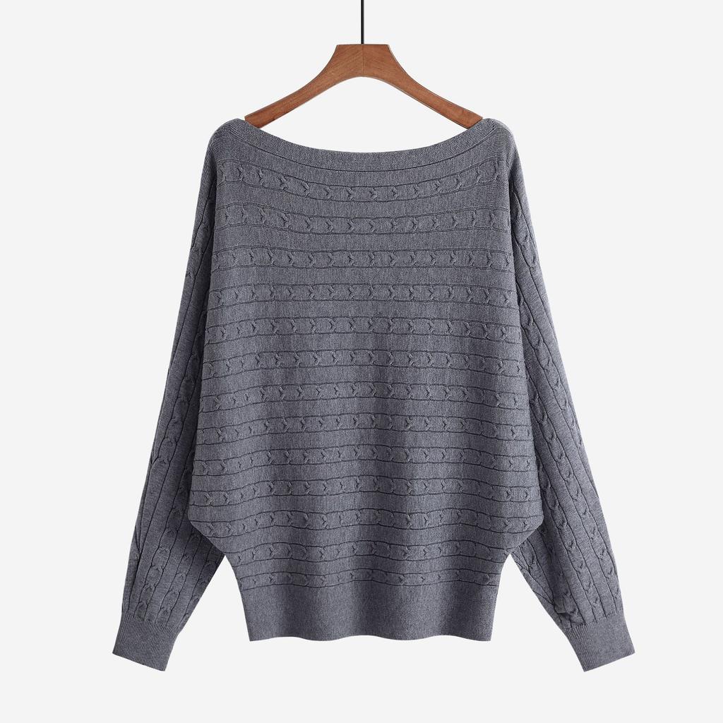 2022 for autumn and winter women's sweaters one-neck twist batman loose plus size long-sleeved jumper