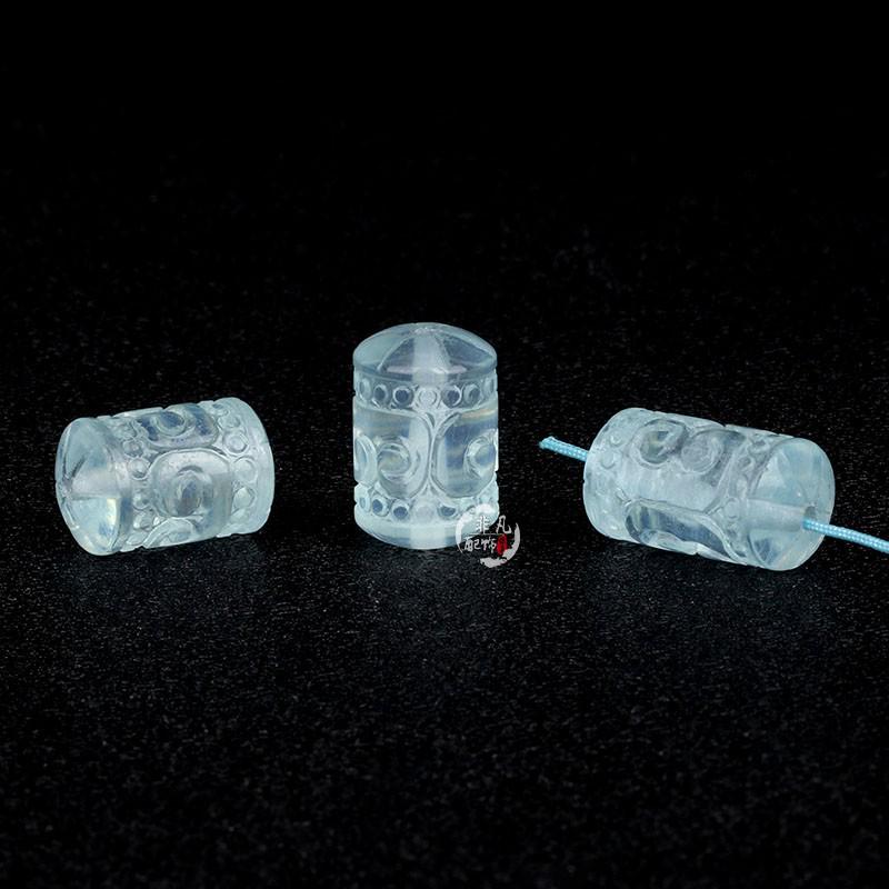 Handmade Natural Aquamarine Necklace Pendant with Geometric Round Barrel Beads for DIY Jewelry.