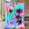 Vibrant Floral and Butterfly Design Theme blanket Lightweight Warm Flannel Blanket Decorative Throw Blanket for Home Decoration