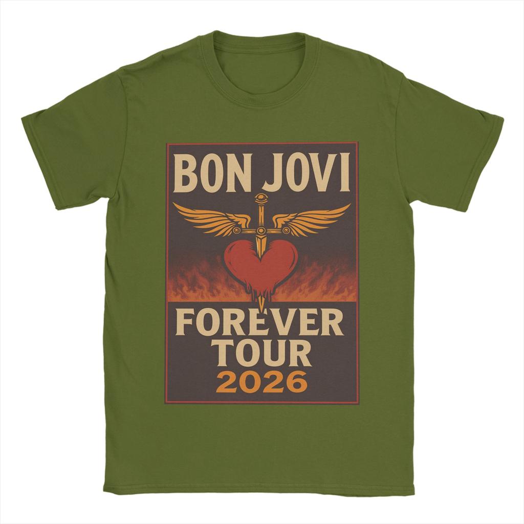 Harajuku T Shirt Summer Bon Jovi Keep The Faith World Tour Cotton Tshirt for Unisex Awesome Wholesale Short Sleeve Tees