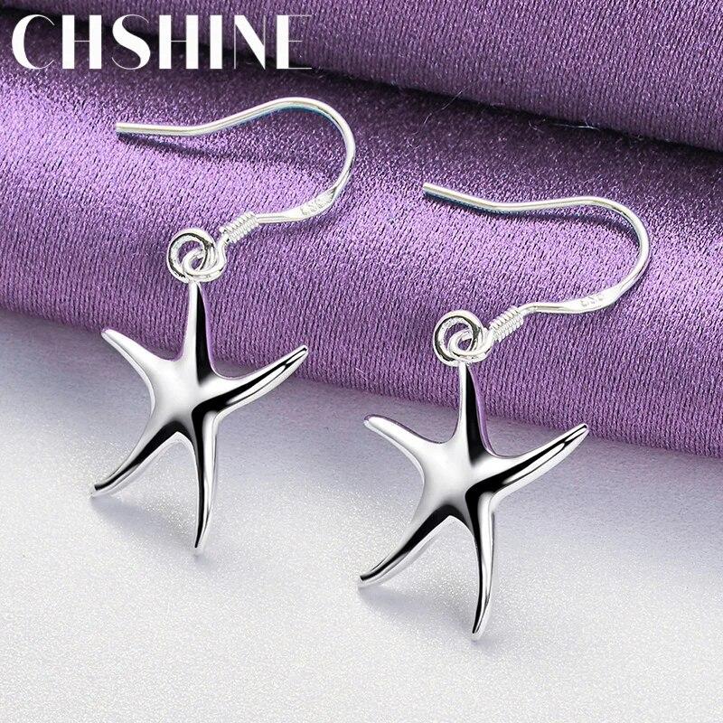 CHSHINE Náušnice z mincovního stříbra 925 ve tvaru hvězdy pro ženy Svatba Zásnuby Módní Šarm Šperky