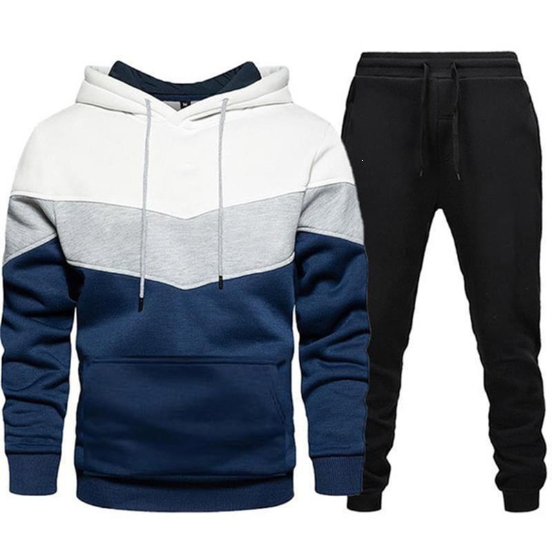Mens Hooded Tracksuit Set Sport Casual Streetwear